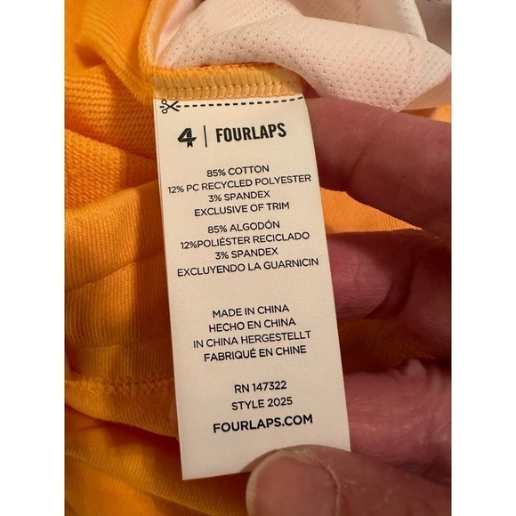 Fourlaps Women's French Terry Elastic Waist Active Rush Shorts Size S Mango NWT - Picture 5 of 6